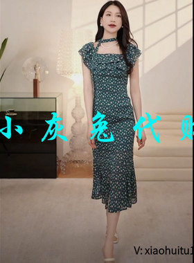 小灰兔专柜正品代购2025夏款碎花法式长裙连衣裙150025-2A73929