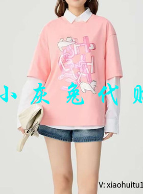 小灰兔专柜正品代购2025夏款宽松印花字母短袖T恤130092-11193CU