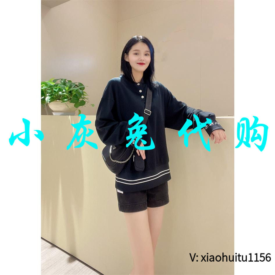 小灰兔正品代购黑色卫衣烫钻休闲