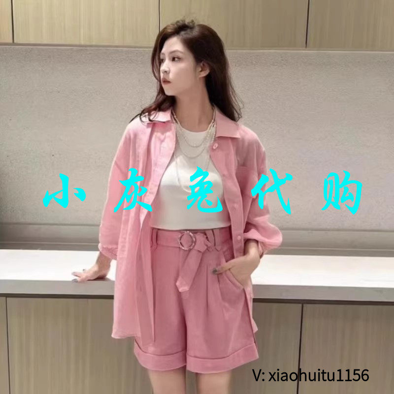 小灰兔专柜正品代购2026夏款亚麻五分袖衬衫5300905-147965-001