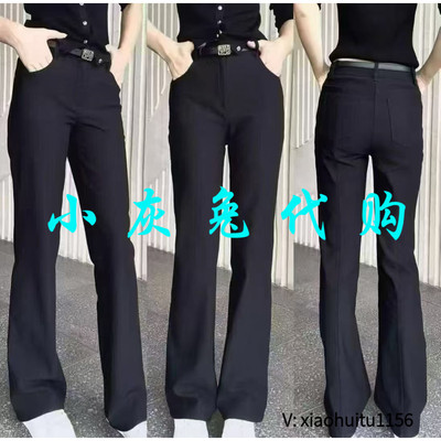 小灰兔专柜正品代购2025秋冬窄版黑色直筒植绒保暖休闲裤510011