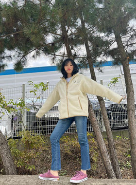 国内现货 wendy同款 韩国SPAO 三兄妹联名可爱笑脸羊羔毛马甲外套