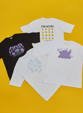现货 韩国SPAO 宝可梦pokemon联名 皮卡丘百变怪伊布耿鬼 短袖T恤