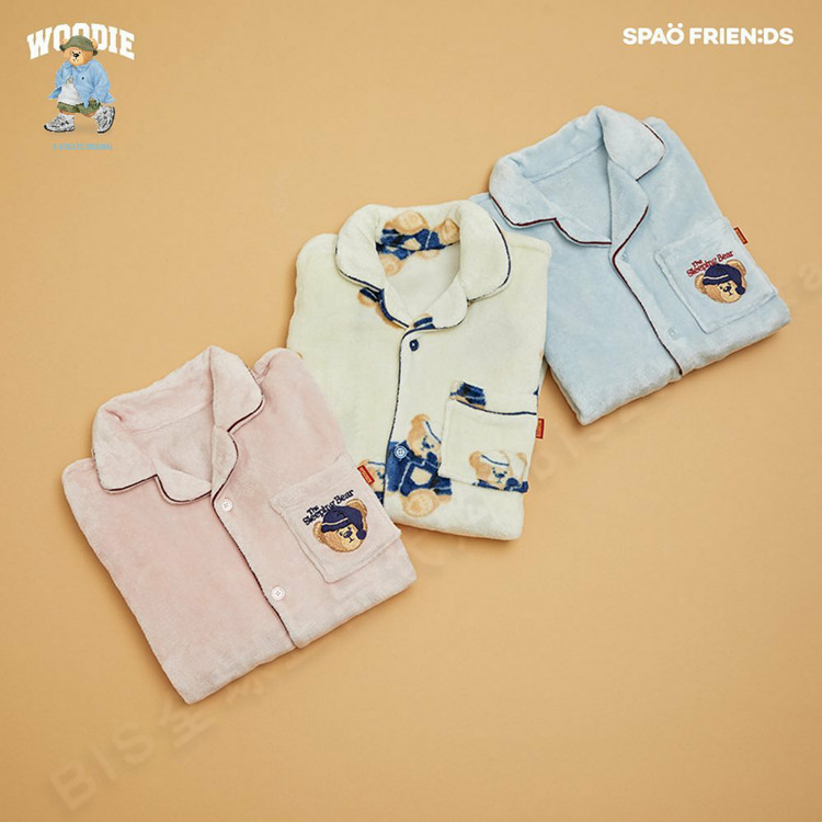 韩国SPAOWOODIE熊加绒睡衣
