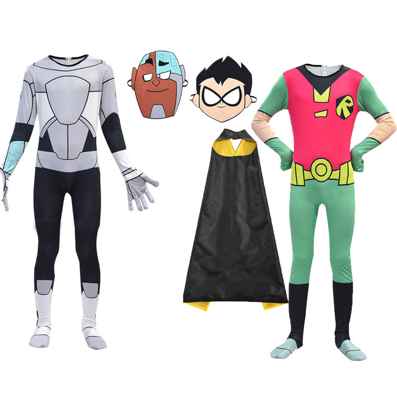 teen titans go少年泰坦出击刚骨星火乌鸦儿童表演衣服装万圣节男