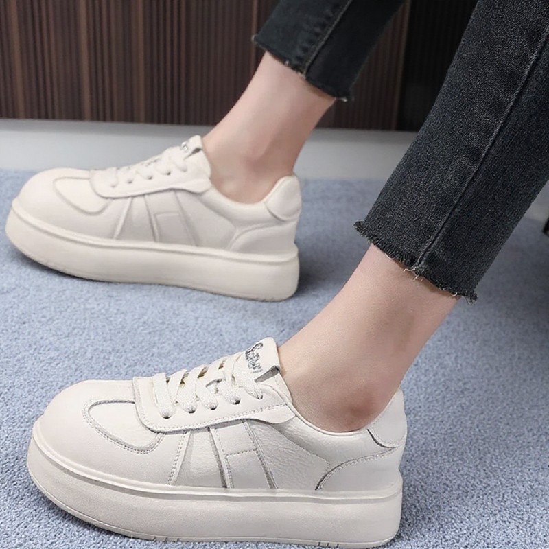 时尚大头厚底轻便小白鞋子女2025新款冬系带超火运动休闲百搭板鞋,女鞋,时尚休闲鞋,淘宝优惠券,粉丝福利购,淘宝优惠卷