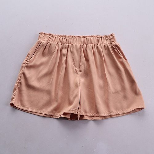 高腰阔腿短裤女松紧腰宽松