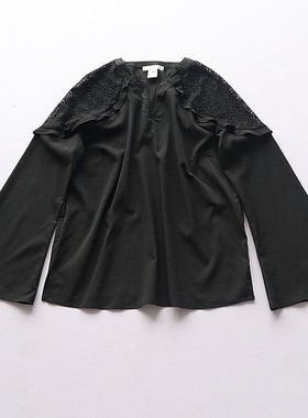 夏季新款欧美女士纯色V领插肩袖衬衫 时尚休闲百搭D1