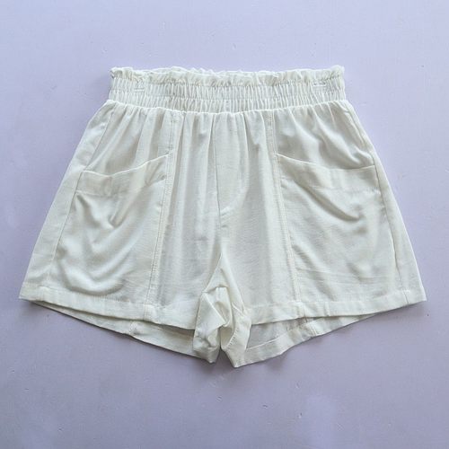 棉麻夏季薄款高腰阔腿短裤女宽松