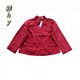 简约休闲风红色翻领短外套女九分袖 外套A4 单排扣宽松百搭时尚