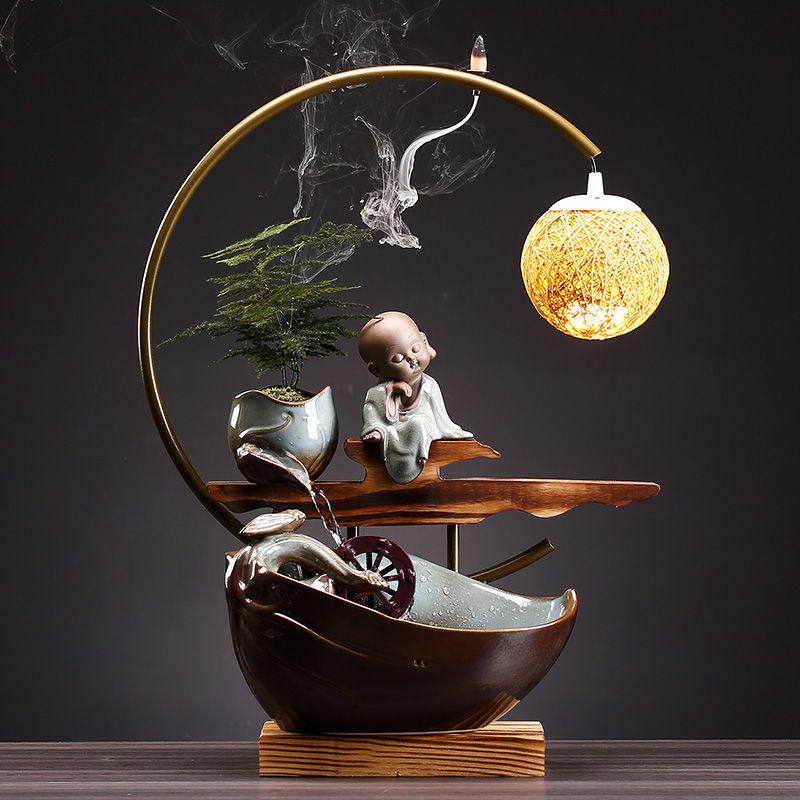 流水循环喷泉摆件风水招财加湿器客厅办公室桌面装饰开业乔迁礼品