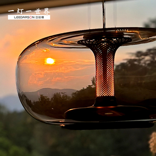 立达信一灯一世界琥珀灯映烛D40餐厅中古风吊灯餐厅灯轻奢玻璃灯