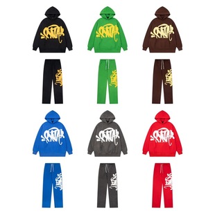 Drill Syna World经典大字母印花美潮休闲加绒连帽卫衣裤子套装
