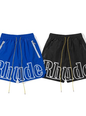 RHUDE短裤万宝路fog高街潮牌抽绳3m字母反光嘻哈沙滩五分篮球裤男