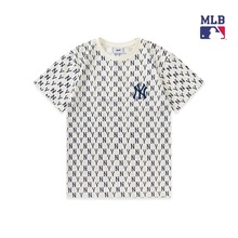 韩国MLB男女情侣短袖t恤夏季2024新款休闲宽松满印老花半袖上衣潮