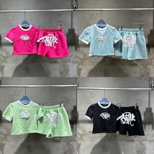 Syna world女士辣妹短款短袖套装欧美明星同款街头嘻哈发泡短裤潮