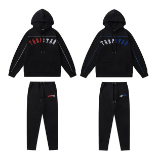 Trapstar秋冬新款拼色毛巾绣字母套装运动加绒连帽卫衣休闲卫裤潮