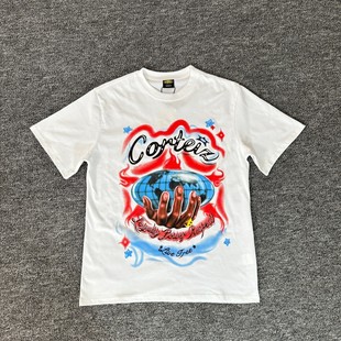 Corteiz恶魔岛胜利赛车字母印花男女情侣装短袖纯棉圆领T恤衫夏季