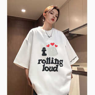 Broken planet新款破碎星球发泡印花夏季高街男女宽松休闲短袖T恤