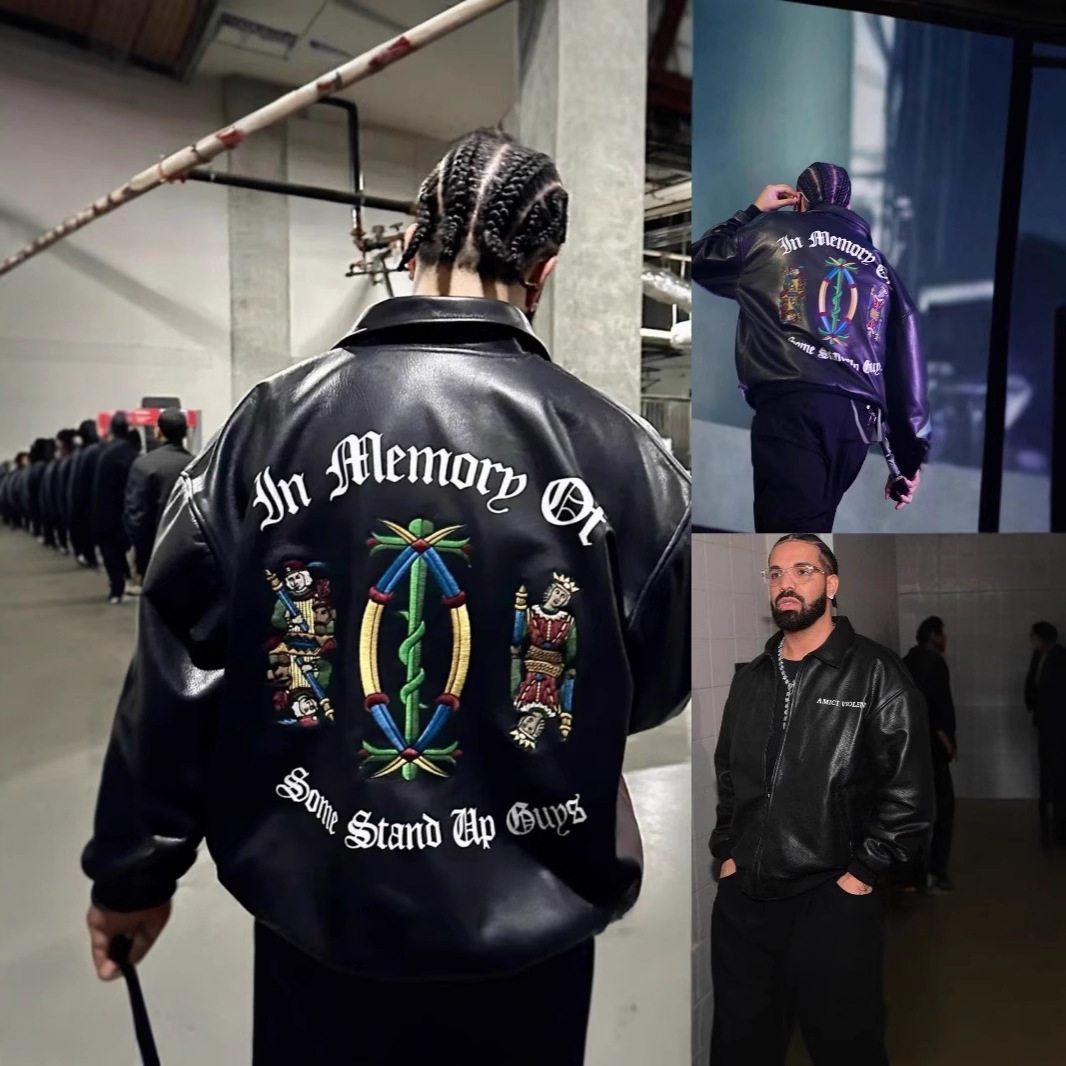 Drake VAVA饶舌歌手巡演同款复古机车夹克皮衣美式复古潮牌男女款