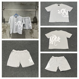 Drill Syna World发泡字母印花美潮夏季休闲潮流短袖T恤短裤套装