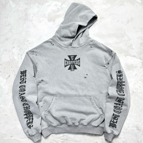 Saint “ West Coast Chopper西海岸十字洗水做旧连帽卫衣美式潮