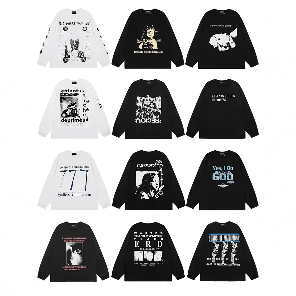 秋季ERD忧郁的富二代做旧vtg长袖美式潮牌高街cleanfit重磅T恤男