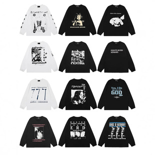 秋季ERD忧郁的富二代做旧vtg长袖美式潮牌高街cleanfit重磅T恤男