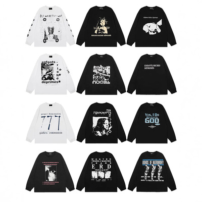 秋季ERD忧郁的富二代做旧vtg长袖美式潮牌高街cleanfit重磅T恤男