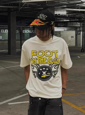 Broken planet发泡印花短袖T恤男街头潮牌夏季宽松圆领百搭上衣潮