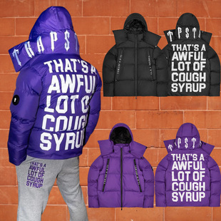 Trapstar美式潮牌羽绒棉服秋冬保暖加厚宽松带帽拉链外套男女棉衣