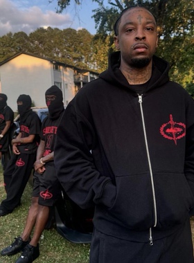 Corteiz Savage恶魔岛卫衣套装Drill风嘻哈宽松连帽拉链开衫外套