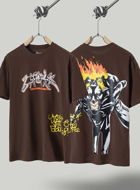 Travis Scott Cactus Jack x Utopia乌托邦联名款火焰猎狗短袖T恤