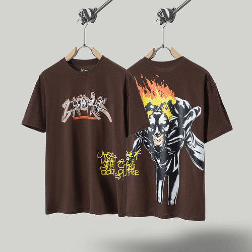 Travis Scott Cactus Jack x Utopia乌托邦联名款火焰猎狗短袖T恤