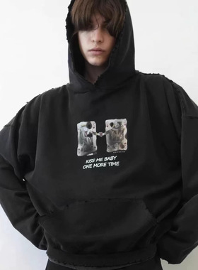 Sense Aisle罗曼史燃烧扑克牌水洗破坏连帽衫卫衣美潮高街男女款