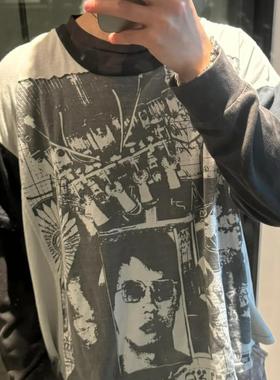 ERD忧郁的富二代24SS美式万元贴布人像印花休闲短袖T恤男女款白色