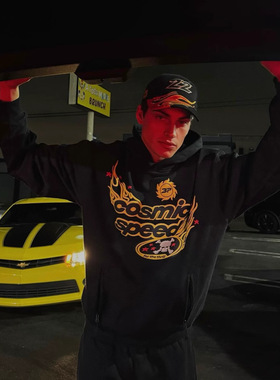 Broken Planet 春秋季金色火焰潮牌黑色卫衣长裤套刺绣高质量百搭