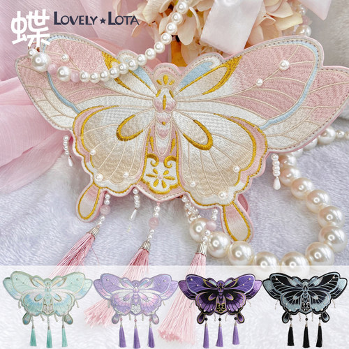 原创lolita汉服包蝴蝶珍珠刺绣
