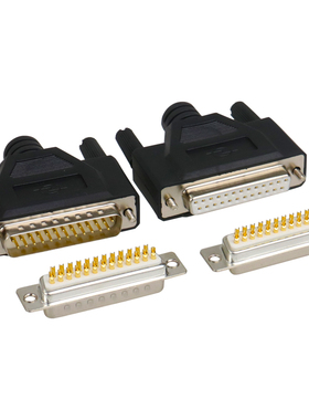 镀金3U DB25公头 母头25针插头 D-SUB 25芯打印线接头 一体成型壳