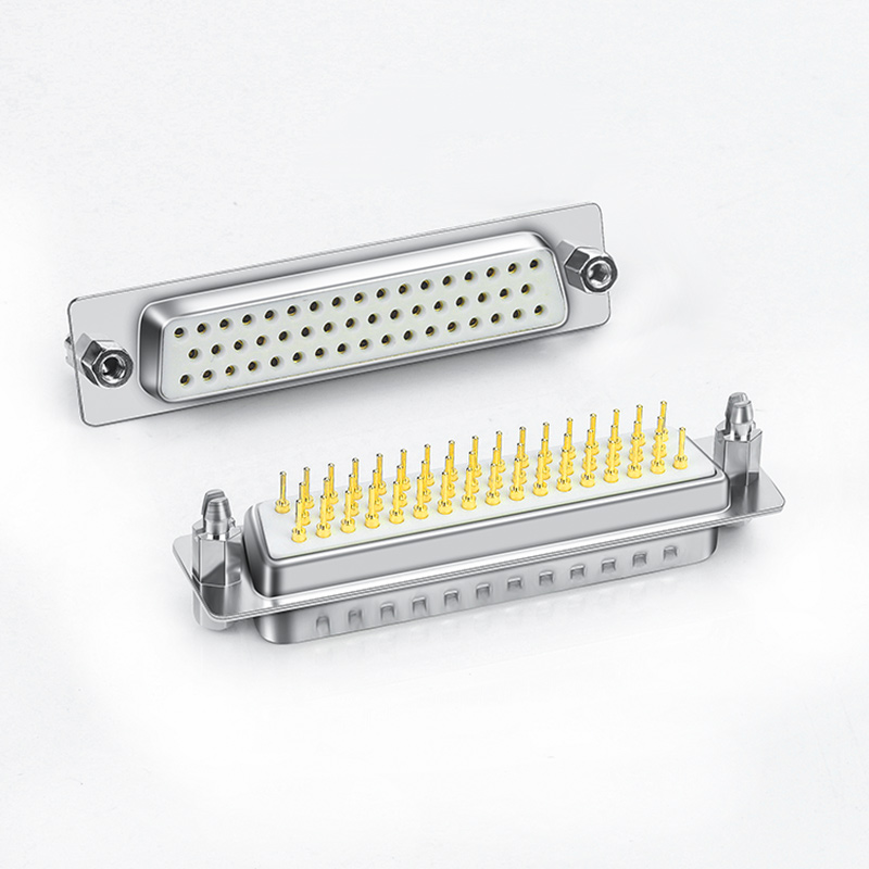 炬信DB50弯脚焊板插头50PIN焊板头90度弯针连接器50针直插180度