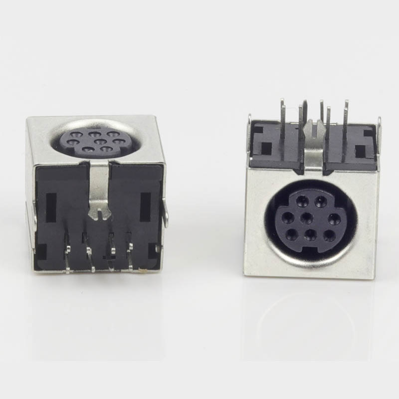 S端子MD8芯 PLC8针弯脚焊板母座  圆头8针母头 直角90度焊板插头