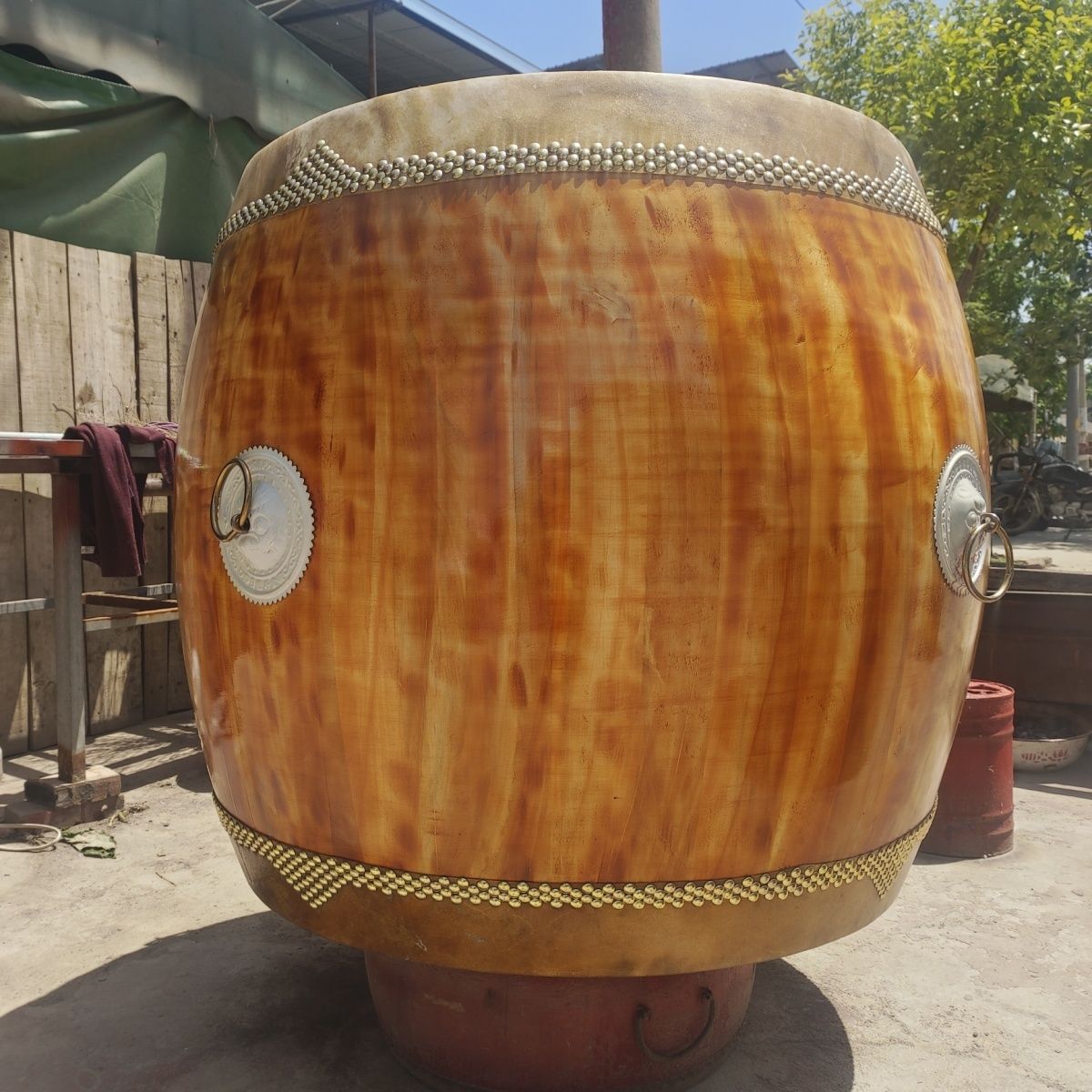 正宗黄牛皮鼓加厚高音鼓牛皮战鼓竹钉白茬鼓道士法鼓寺钟鼓道士鼓