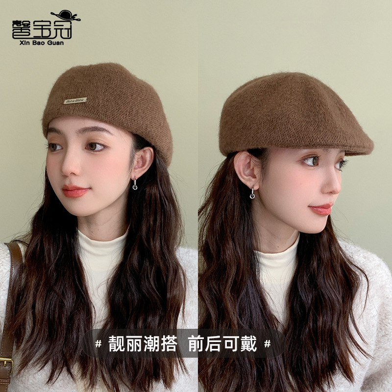 秋冬季铁标复古英伦风前进帽百搭两戴蓓蕾画家帽网红显脸小贝雷帽