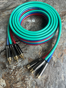 高保真 纯铜 视频发烧级数码色差分量线3RCA公对母线色差延长线