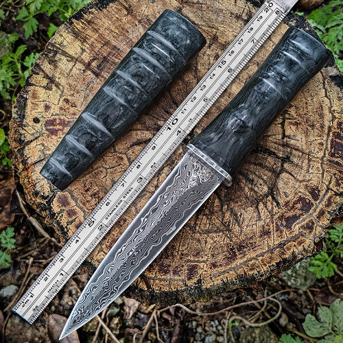 狼瑔大马士革钢刀小刀锋利