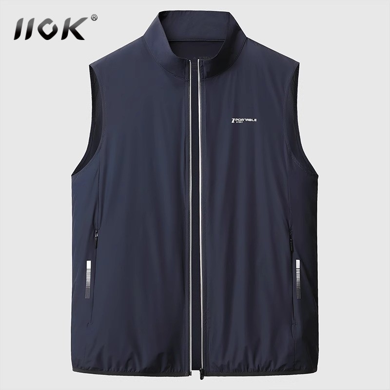 IIOK高端马甲男士秋季新款坎肩冰丝背心中年立领马夹外套休闲上衣,男装,常规马甲,淘宝优惠券,粉丝福利购,淘宝优惠卷