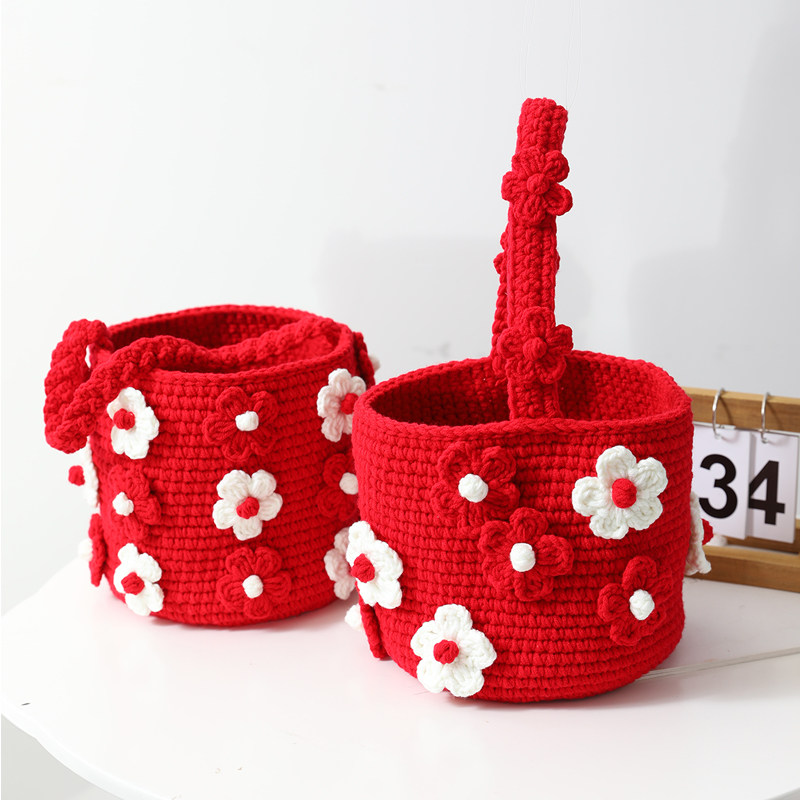 甜美花朵手提包diy手工编织包包毛线钩针编织材料包手织生日礼物,箱包皮具/热销女包/男包,通用款女包,淘宝优惠券,粉丝福利购,淘宝优惠卷