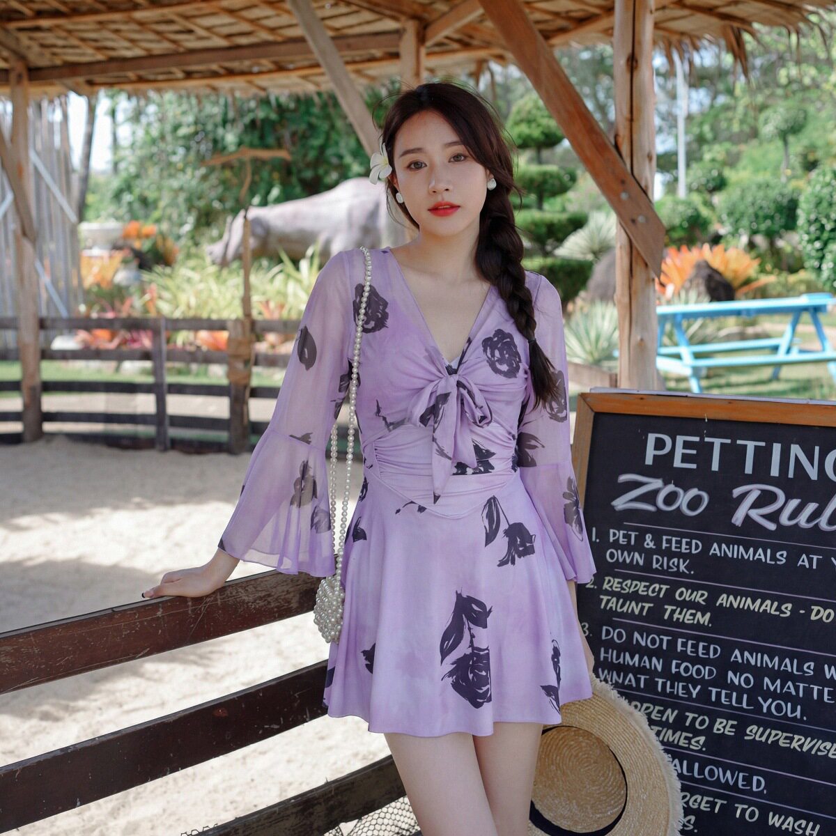 奇海泳衣女2026新款高级感连身长袖防晒罩衫性感遮肚大码温泉泳装