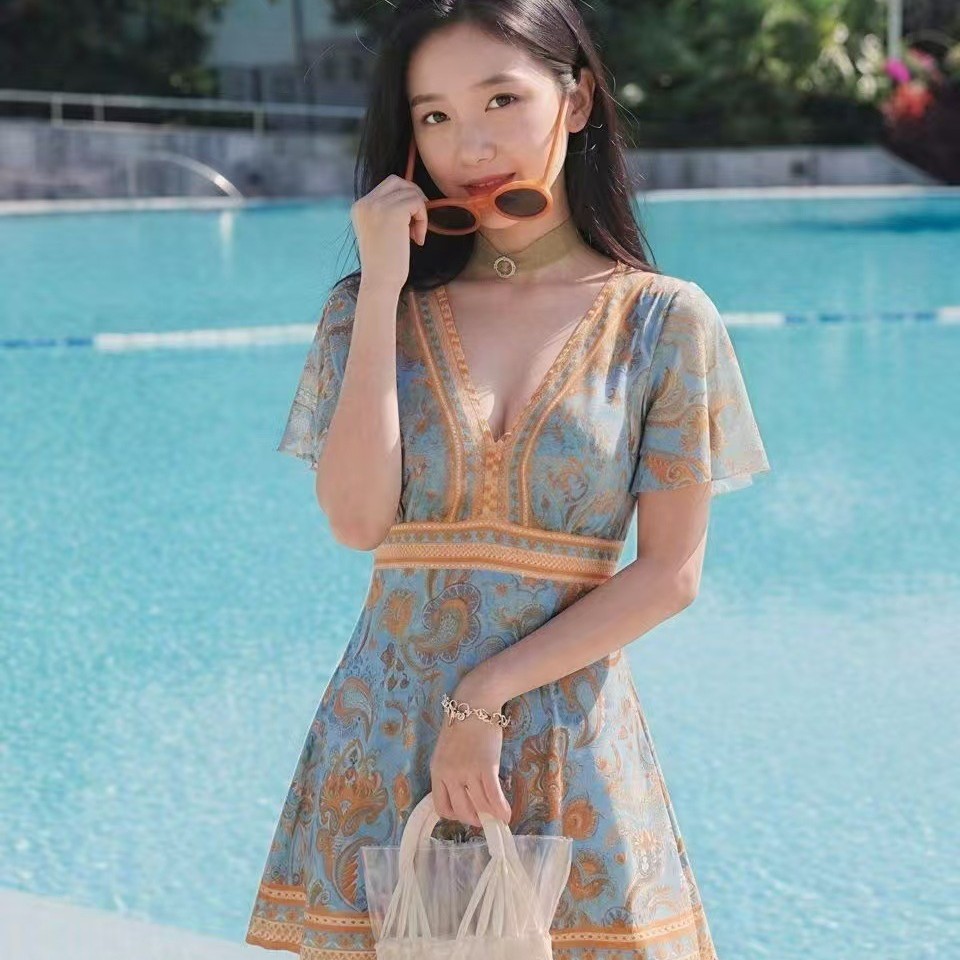 奇海泳衣女遮肚显瘦保守分体中老年泡温泉2026新款大码女士游泳装