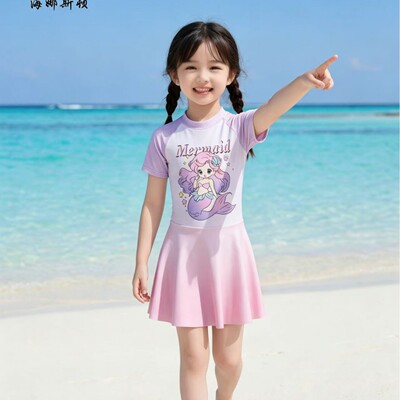 海娜斯顿26121新款女童泳衣女孩一体式连体裙式泳装夏季玩水儿童